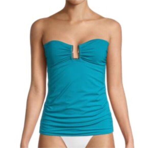 Calvin Klein Teal Bandeau Tankini Swim Top, Size L, NWT - Picture 1 of 7